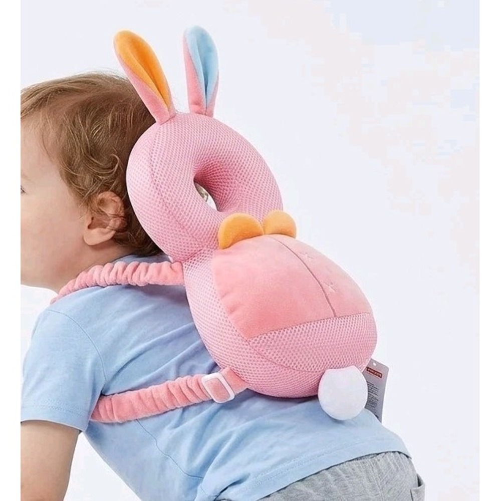 Pink Yellow White Plush Baby Crinkle Ring Rattle Teether Bunny Ears Bugs
